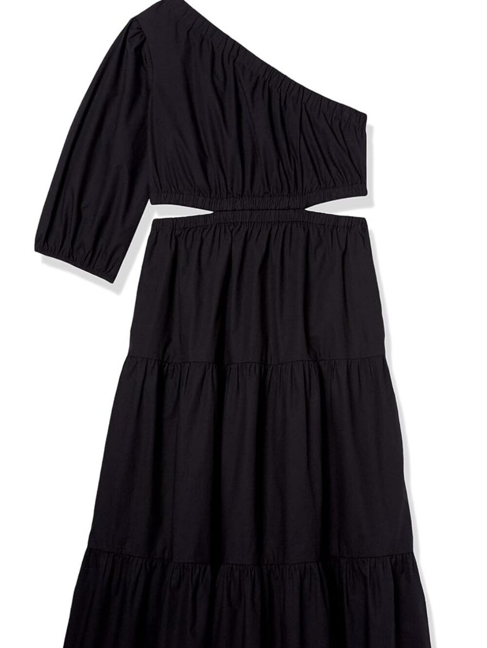 The Drop Womens April One Shoulder Cut-Out Tiered Midi Dress With Pockets